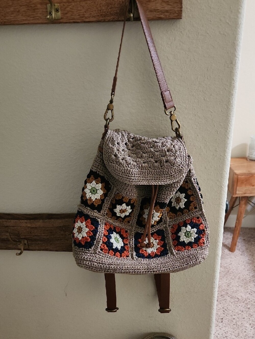 The Sak, Sayulita Crochet Flap Backpack Sand Neutral Patch, Medium - Picture 8 of 15
